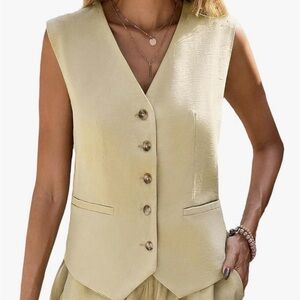 Stylish Beige Button-Up Vest